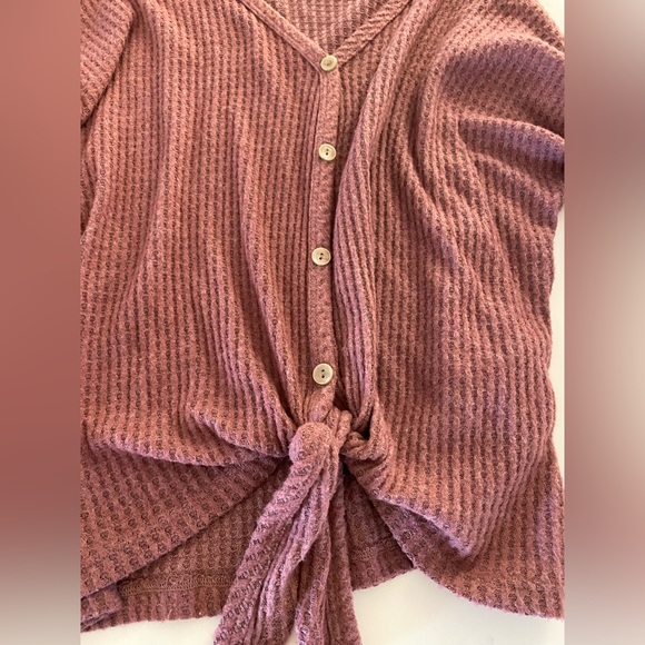 Women’s size small Altar’d State waffle top button front tie bottom - Picture 4 of 4